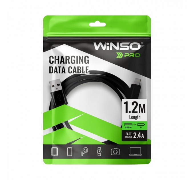 Кабель Winso Pro USB to Lightning TPE 1,2м черный, цена: 91 грн.