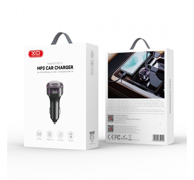 FM-трансмітер XO BCC12 Intelligent Bluetooth+MP3 чорний, ціна: 279 грн.