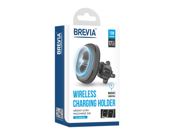 Тримач телефону автомобільний Brevia AirVent Ultra MagCharge 15W з безпровідною зарядкою, на дефлектор, ціна: 1 099 грн.