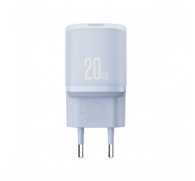 Сетевое зарядное устройство XO L143 PD20W Single USB-C Charger синий, цена: 189 грн.