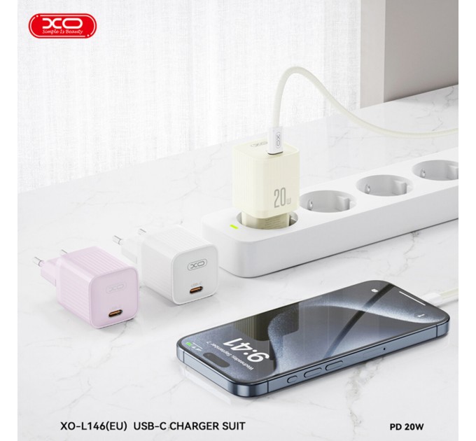 Сетевое зарядное устройство XO L146 PD20W Single USB-C Charger фиолетовый, цена: 189 грн.