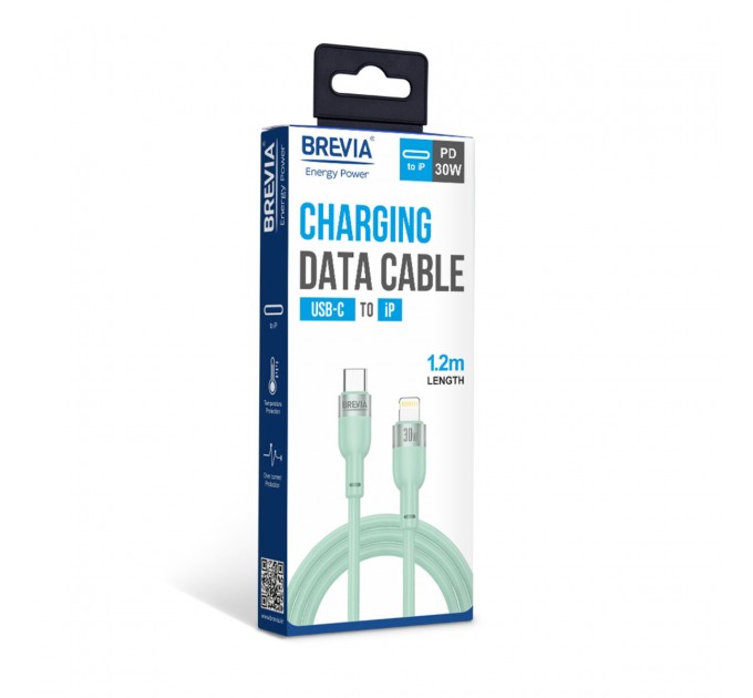Кабель Brevia Type-C to Lightning 30W 1,2м, мятный box, цена: 211 грн.