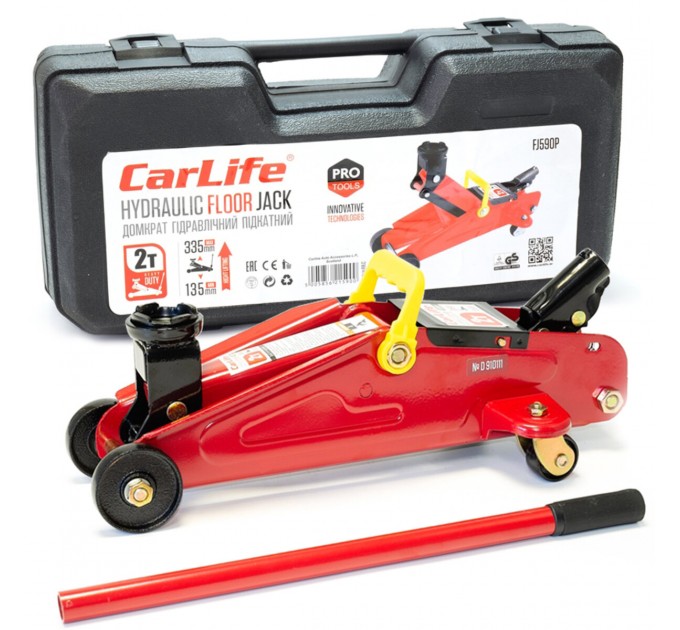 Домкрат гидравлический подкатный CarLife 2т 135-335мм в кейсе, цена: 2 323 грн.
