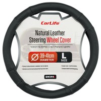 Чохол на кермо Carlife 39 - 41см, шкіра, чорний SW244L