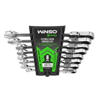 Набор ключей Winso PRO комбинированные с трещоткой и карданом CR-V 8шт (8-10-12-13-14-15-17-19мм)
