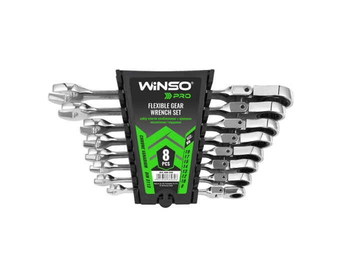 Набор ключей Winso PRO комбинированные с трещоткой и карданом CR-V 8шт (8-10-12-13-14-15-17-19мм), цена: 1 936 грн.