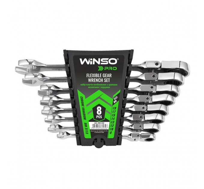 Набор ключей Winso PRO комбинированные с трещоткой и карданом CR-V 8шт (8-10-12-13-14-15-17-19мм), цена: 1 592 грн.