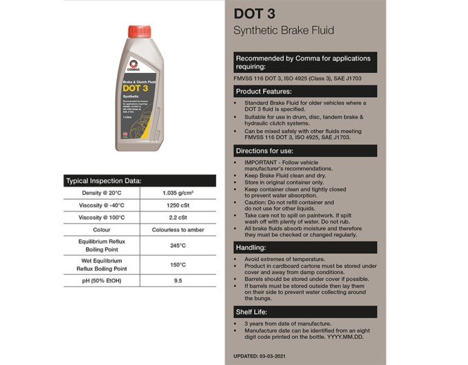 Тормозная жидкость Comma DOT 3 Brake Fluid 1л, цена: 426 грн.
