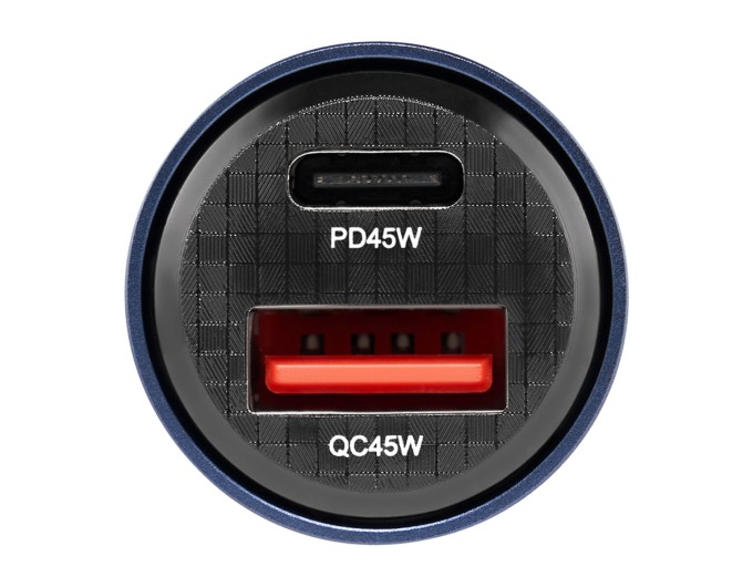Автомобільний зарядний пристрій Brevia ePower DualCharge 45W 1xUSB-C+1xUSB-A, прозорий синій, ціна: 300 грн.