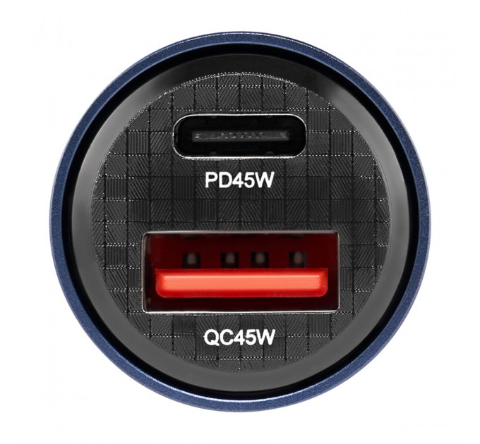 Автомобильное зарядное устройство Brevia ePower DualCharge 45W 1xUSB-C+1xUSB-A, прозрачный синий, цена: 293 грн.