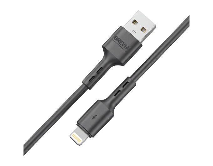 Кабель Brevia USB to Lightning 2,4А 1м, чорний box, ціна: 84 грн.