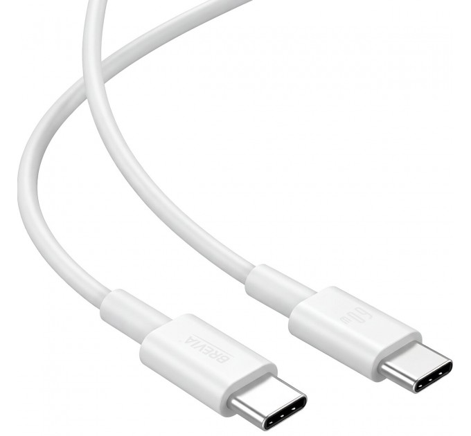 Кабель Brevia Type-C to Type-C 60W 1м, белый ZIP, цена: 127 грн.