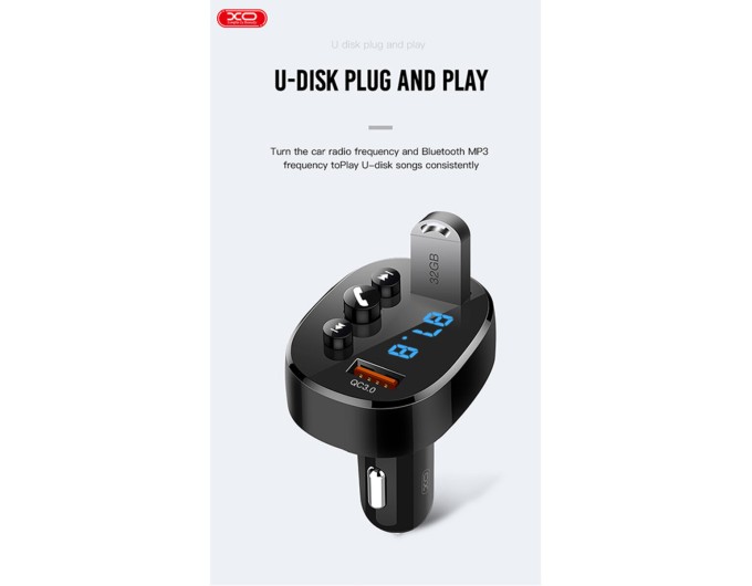 FM-трансмиттер XO BCC03 Bluetooth+QC черный, цена: 399 грн.