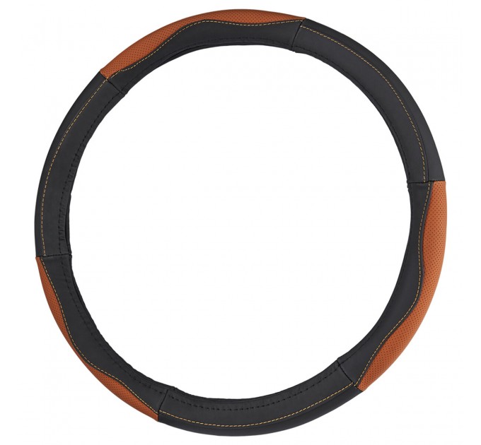 Чохол на кермо Carlife 39 - 41см, шкіра, чорний з коричневими вставками, ціна: 434 грн.