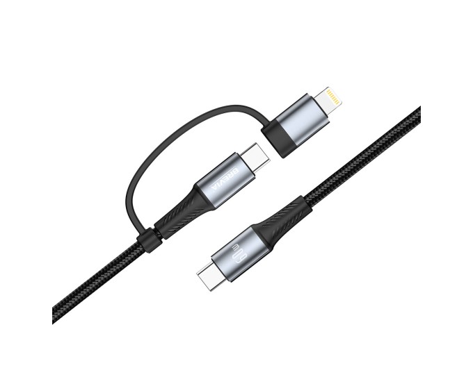 Кабель Brevia Type-C to Type-C/Lightning 60W 1,2м, чорний box, ціна: 330 грн.