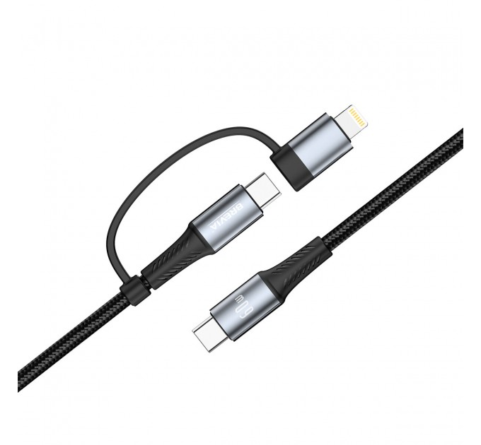 Кабель Brevia Type-C to Type-C/Lightning 60W 1,2м, черный box, цена: 323 грн.