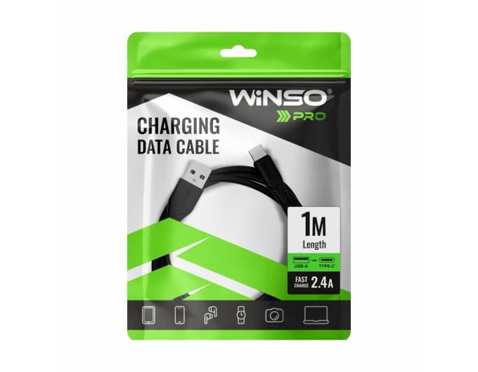 Кабель Winso Pro USB to Type-C PVC 1м чорний, ціна: 49 грн.
