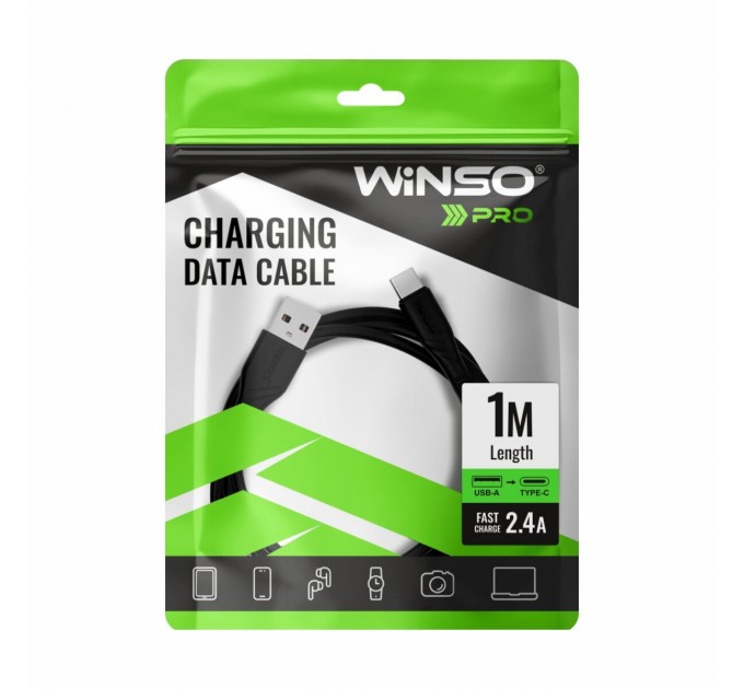 Кабель Winso Pro USB для Type-C PVC 1м черный, цена: 49 грн.
