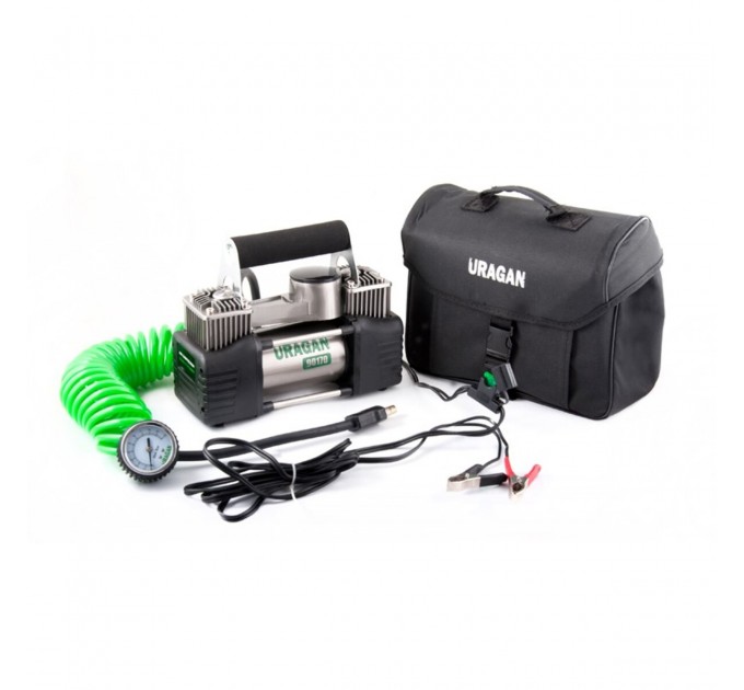 Компресор автомобільний Uragan 10Атм 85л/хв 360Вт двоциліндровий із зажимами АКБ, ціна: 1 913 грн.