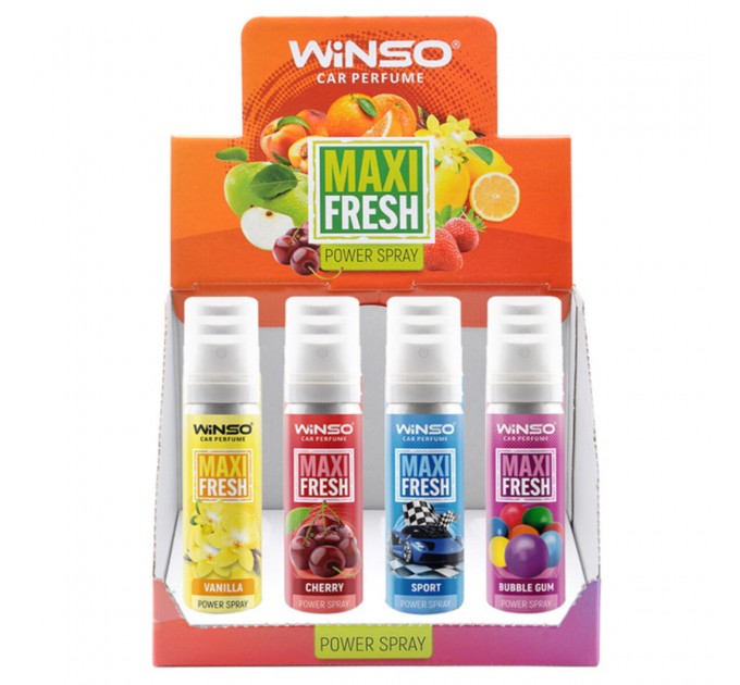Ароматизатор Winso Maxi Fresh MIX №3, 75мл, 12шт набір, ціна: 1 818 грн.