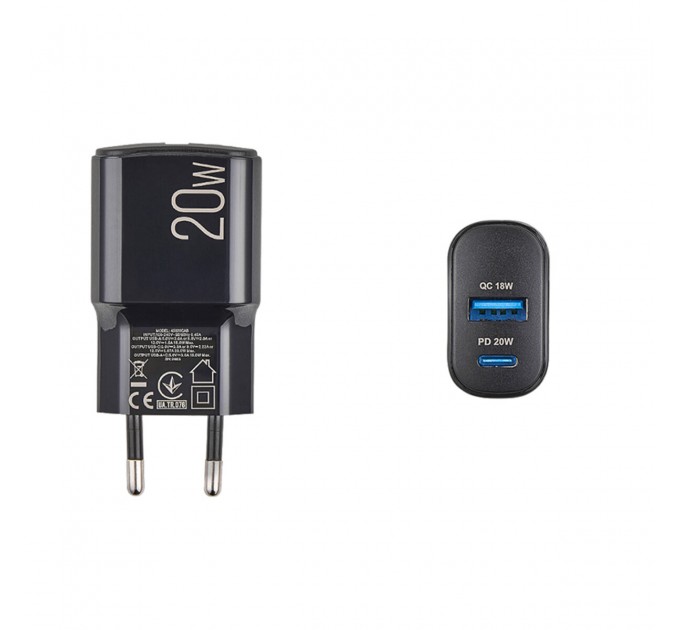 Сетевое зарядное устройство Brevia ePower PD20W USB-C+USB-A черный, цена: 382 грн.