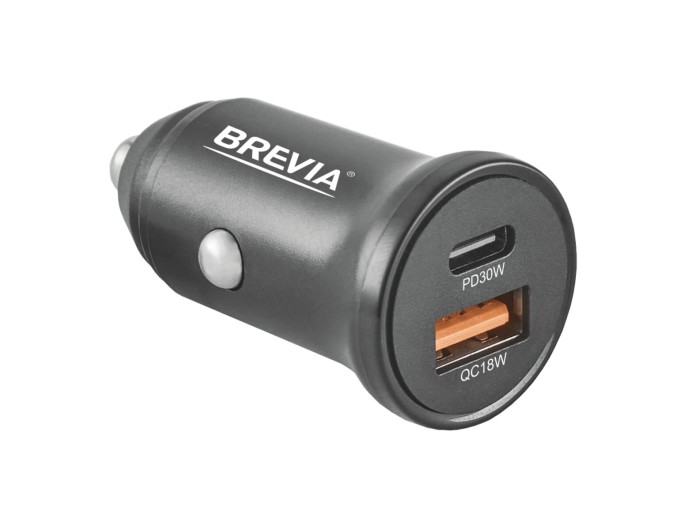 Автомобильное зарядное устройство Brevia ePower DualCharge 30W 1xUSB-C+1xUSB-A, черный, цена: 247 грн.