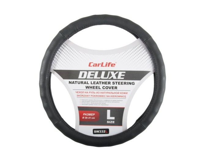 Чохол на кермо Carlife 39-41 см шкіряний Delux, чорний SW332L, ціна: 388 грн.