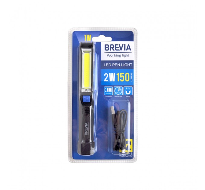 Фонарь инспекционный Brevia LED Pen Light 2W COB+1W LED 150lm 900mAh microUSB, цена: 385 грн.