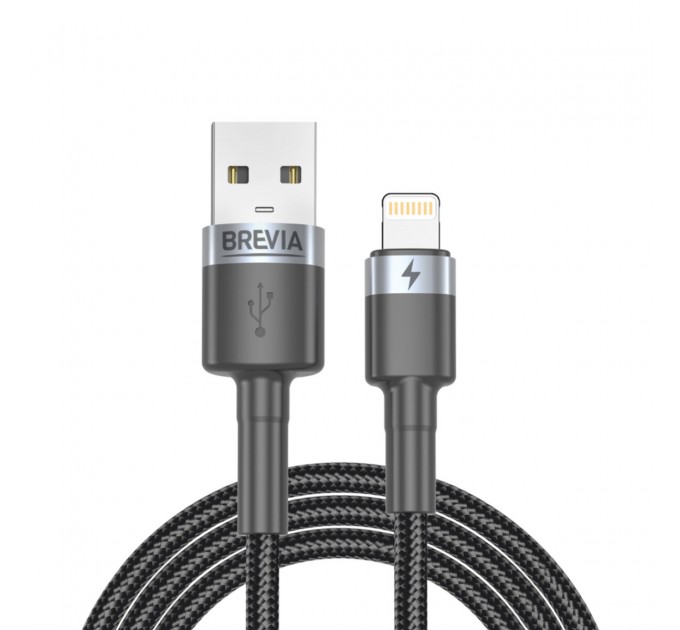 Кабель Brevia USB to Lightning 2,4А 1м, черный ZIP, цена: 143 грн.