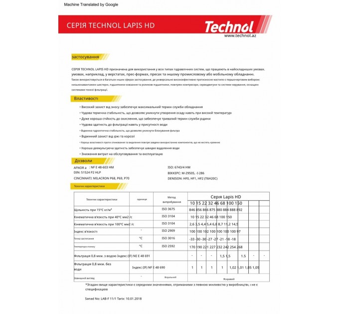 Гидравлическое масло Technol Lapis HD 32 20л, цена: 2 572 грн.