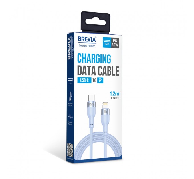 Кабель Brevia Type-C to Lightning 30W 1,2м, синий box, цена: 211 грн.