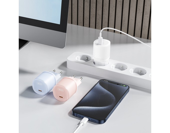 Сетевое зарядное устройство XO L143 PD20W Single USB-C + Lightning кабель белый, цена: 299 грн.