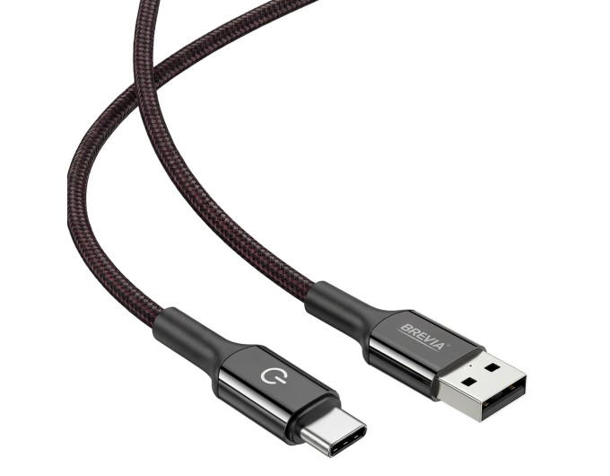 Кабель Brevia USB to Type-C 2,4А 1,2м, чорний box, ціна: 251 грн.