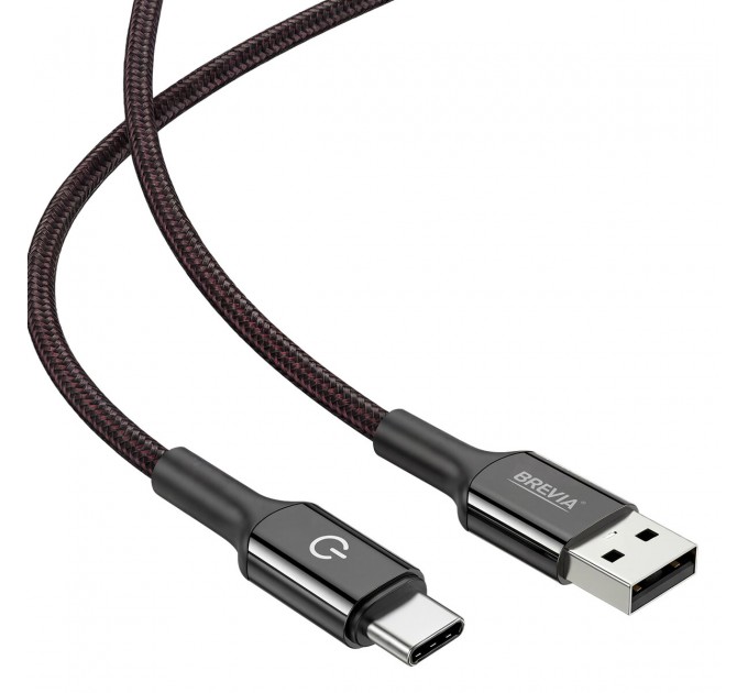Кабель Brevia USB to Type-C 2,4А 1,2м, черный box, цена: 246 грн.