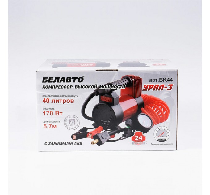 Компресор автомобільний Белавто Урал-3 10Атм 40л/хв 170Вт із зажимами АКБ, ціна: 2 181 грн.
