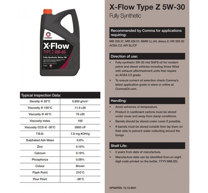 Моторне масло Comma X-FLOW TYPE Z 5W-30 199л, ціна: 71 399 грн.