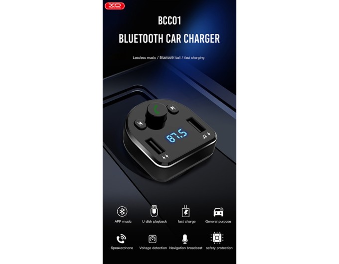 FM-трансмиттер XO BCC01 Bluetooth+FM+MP3 черный, цена: 399 грн.