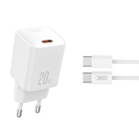 Сетевое зарядное устройство XO L146 PD20W Single USB-C + Type-C кабель белый