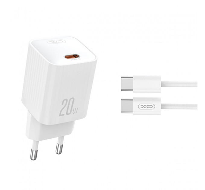 Сетевое зарядное устройство XO L146 PD20W Single USB-C + Type-C кабель белый, цена: 219 грн.