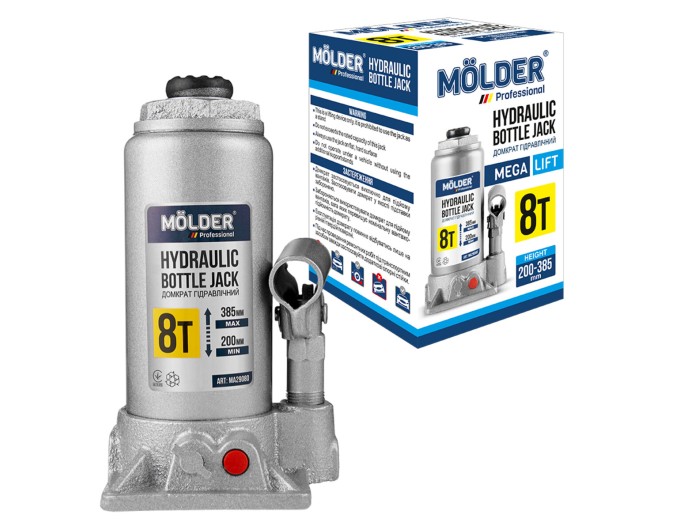 Домкрат гидравлический бутылочный Molder 8т 200-385мм, цена: 1 299 грн.