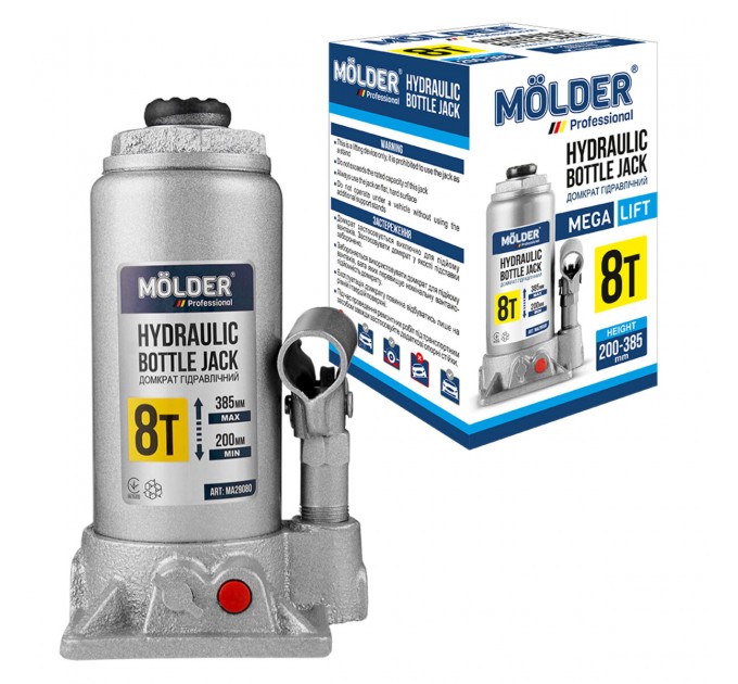 Домкрат гідравлічний пляшковий Molder 8т 200-385мм, ціна: 1 072 грн.
