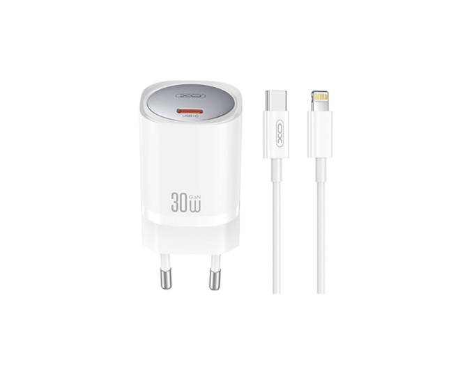 Сетевое зарядное устройство XO CE20 PD30W/PPS33W 1USB-C + Lightning кабель белый, цена: 459 грн.