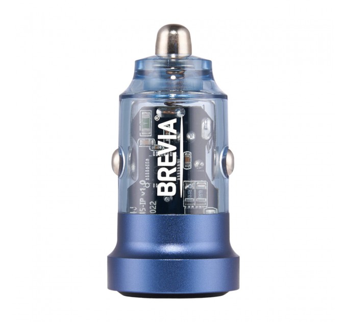 Автомобильное зарядное устройство Brevia ePower DualCharge 45W 1xUSB-C+1xUSB-A, прозрачный синий, цена: 293 грн.