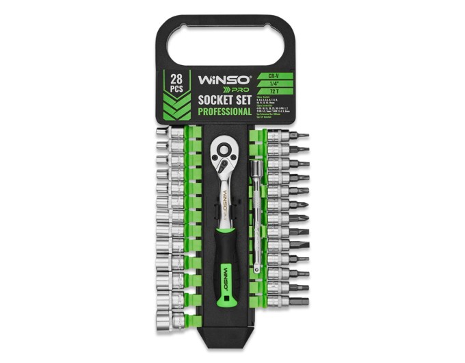 Профессиональный набор торцевых головок с трещоточкой и удлинителем Winso Pro CR-V 1/4" 72Т 28шт, цена: 708 грн.