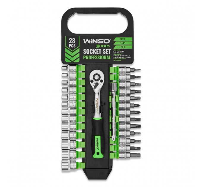 Профессиональный набор торцевых головок с трещоточкой и удлинителем Winso Pro CR-V 1/4" 72Т 28шт, цена: 708 грн.