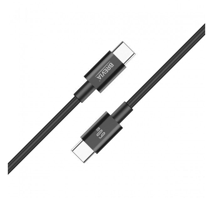 Кабель Brevia Type-C to Type-C 60W 1м, черный box, цена: 138 грн.