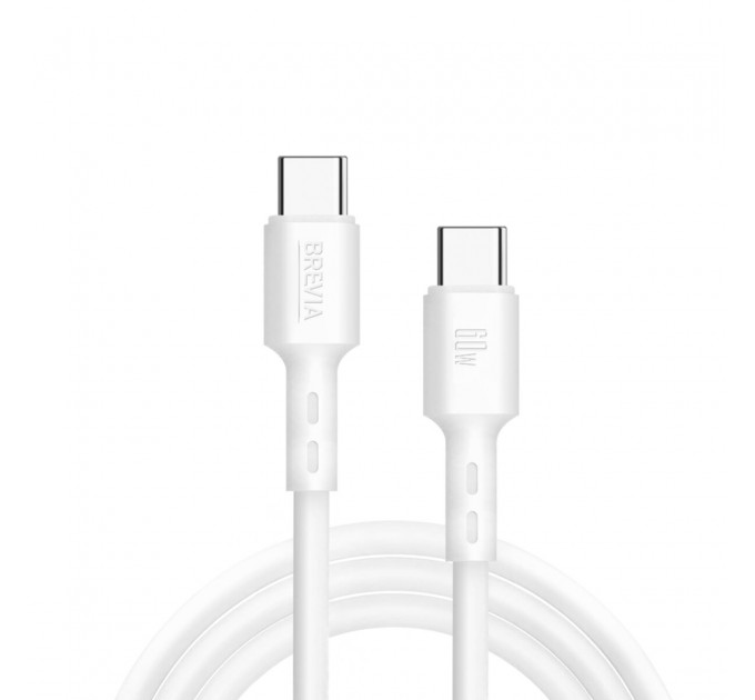 Кабель Brevia Type-C to Type-C 60W 1м, белый ZIP, цена: 164 грн.