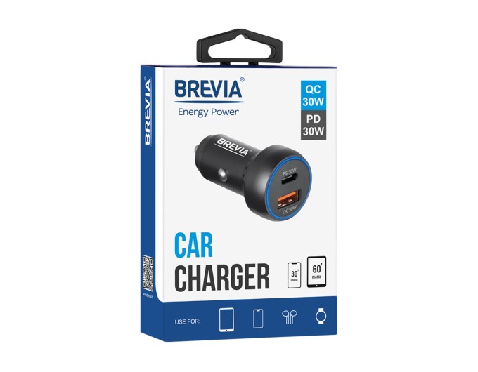 Автомобильное зарядное устройство для Brevia ePower Dual PowerMax Metal LED 60W 1xUSB-C+1xUSB-A, цена: 493 грн.