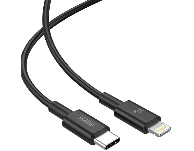 Кабель Brevia Type-C to Lightning 30W 1м, чорний ZIP, ціна: 182 грн.