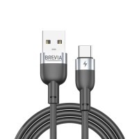 Кабель Brevia USB to Type-C 2,4A  1,2м, черный ZIP